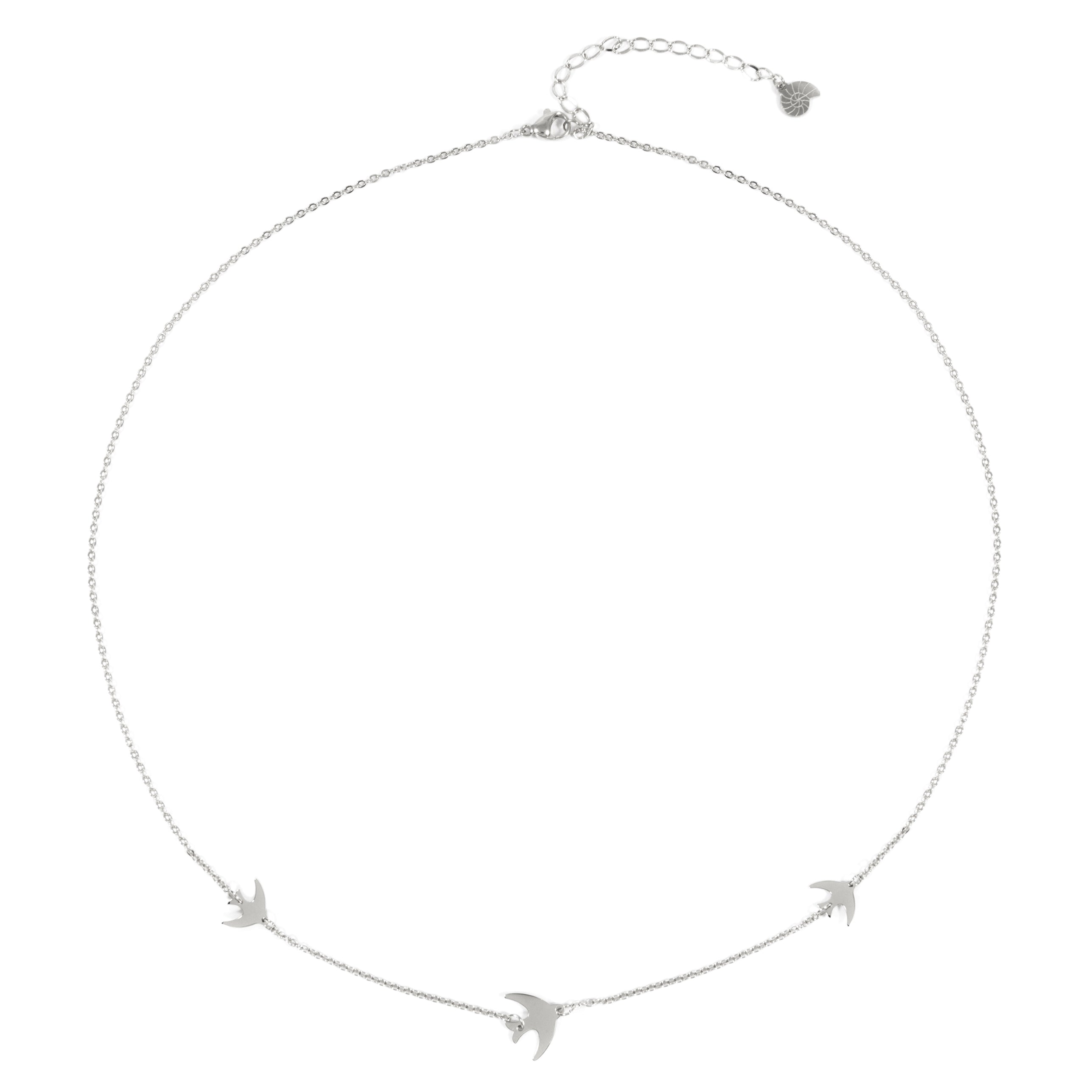 Collar con Pájaros en Vuelo en Plata